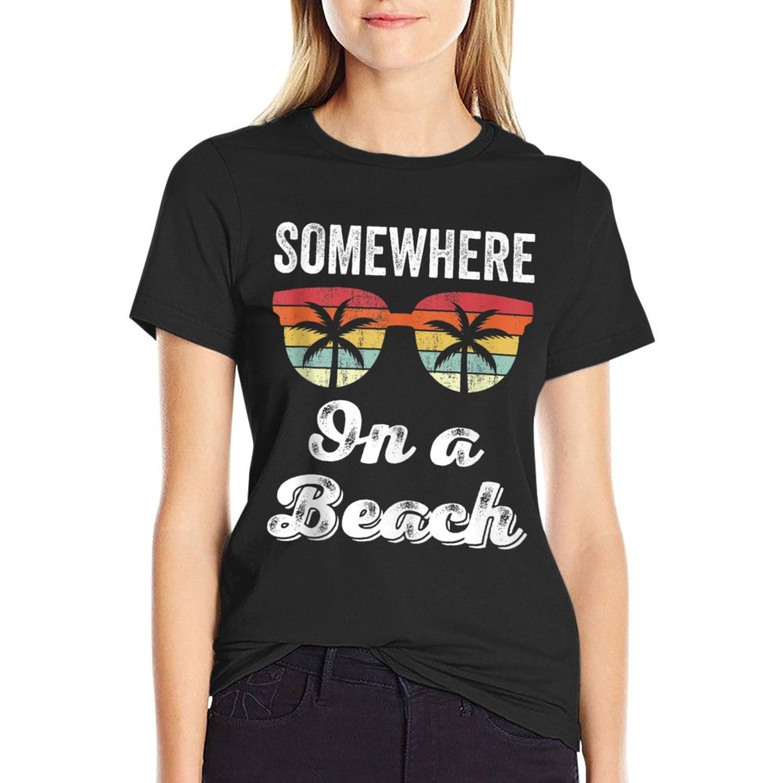 Somewhere On A Beach Tank Funny Beach Vacation Summer  Quick-drying T-Shirt