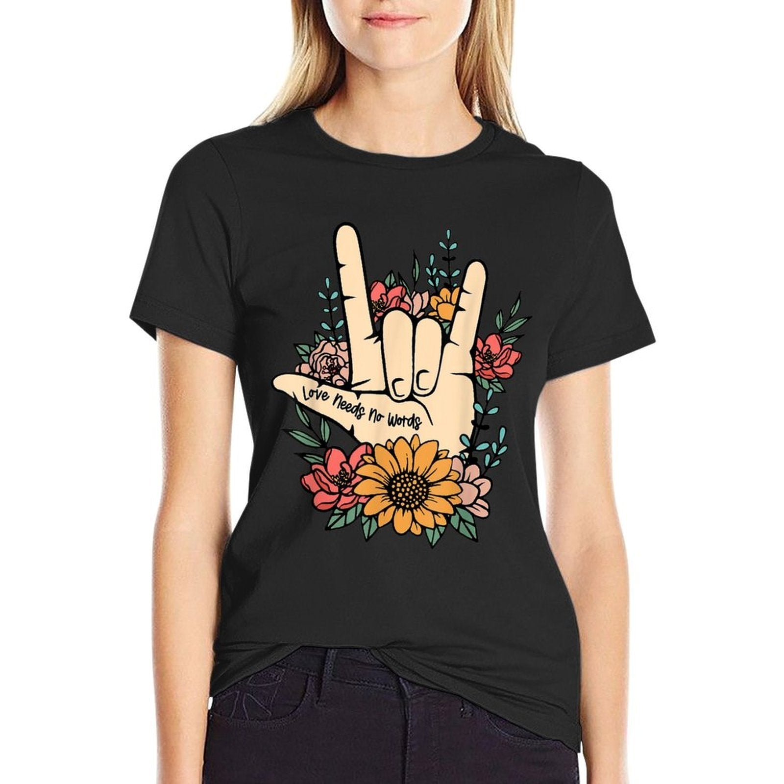 Sign Language ASL Love Needs No Words Special Education Spee  Vintage-inspired T-Shirt