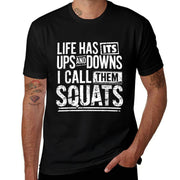 Funny Fitness Gym Workout Weights Squat Men Women  Rolled Sleeves T-Shirt