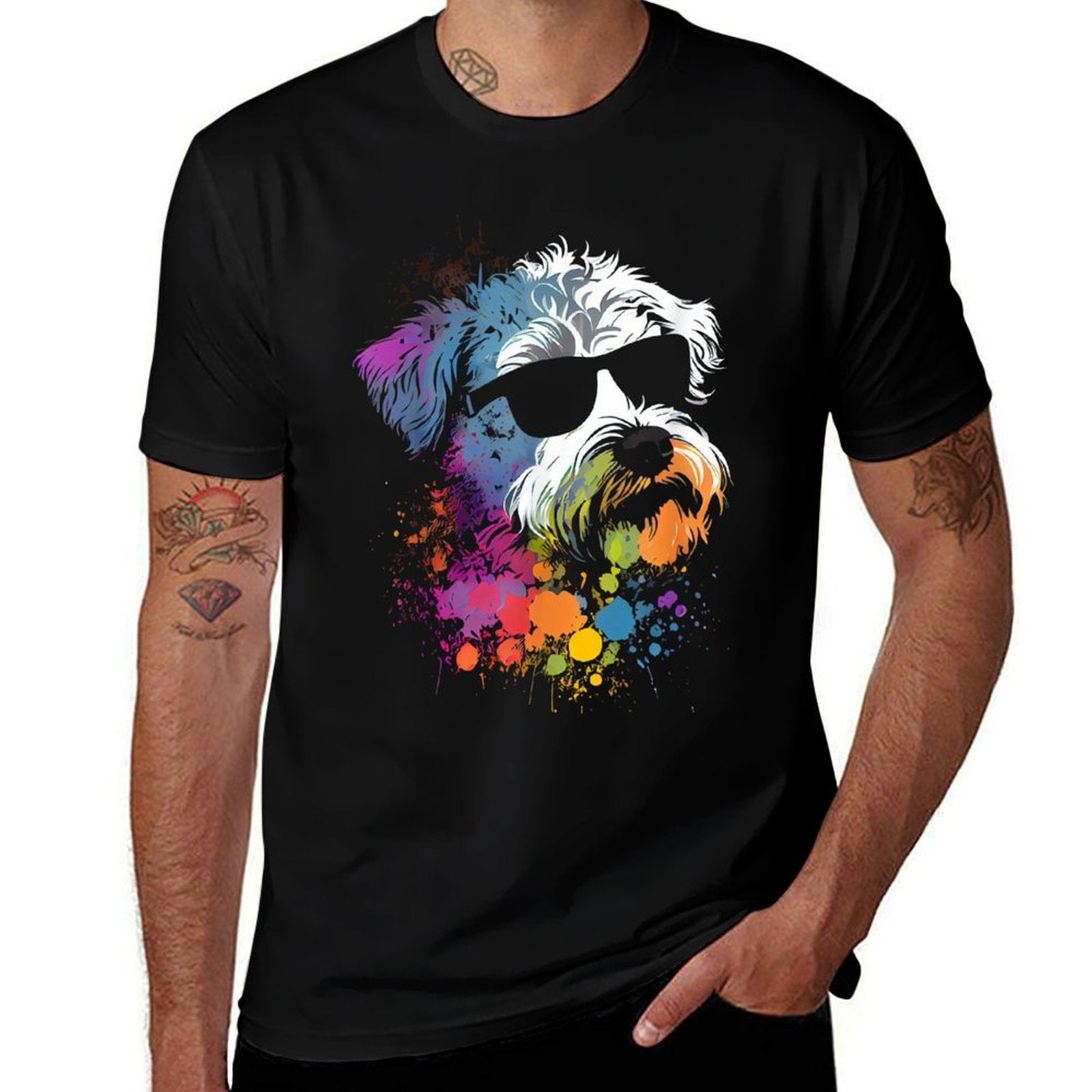 Schnoodle Walking Dog Fans Schnauzer Dog  Stretchy T-Shirt
