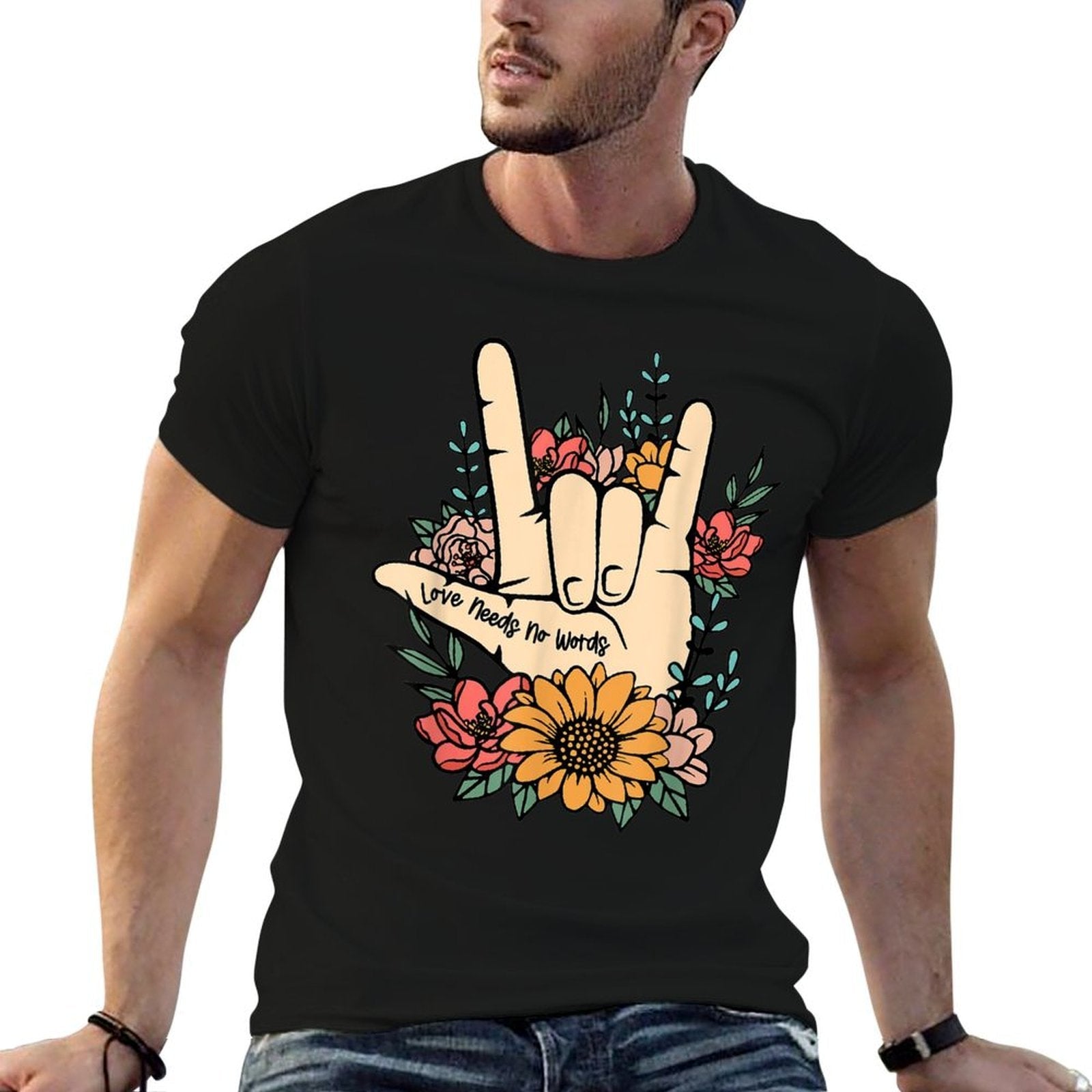 Sign Language ASL Love Needs No Words Special Education Spee  Vintage-inspired T-Shirt