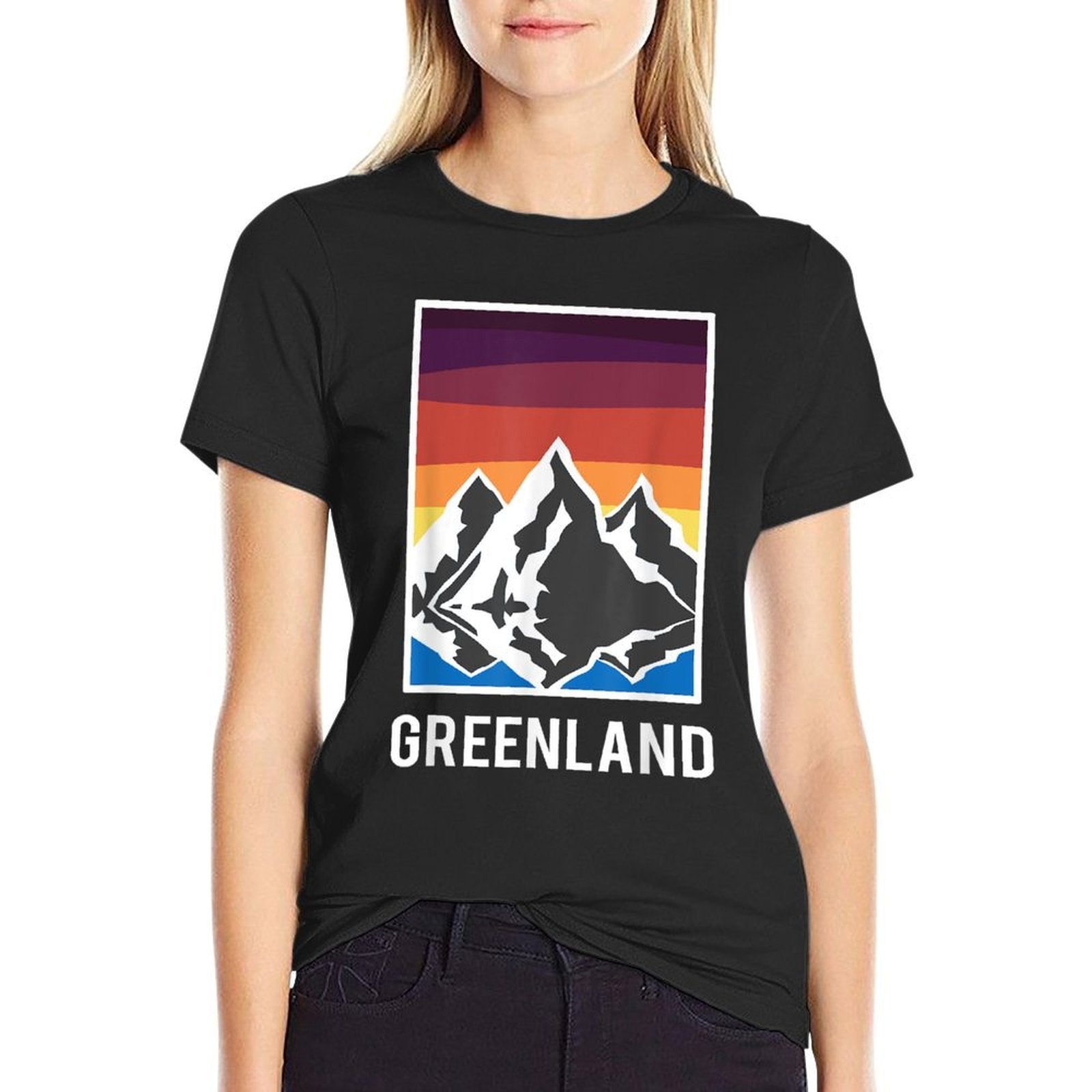 Greenland Grnland Grnland Fans Geschenk Unisex-Adults Black Modern Collarless Crew Neck  Breathable T-Shirt