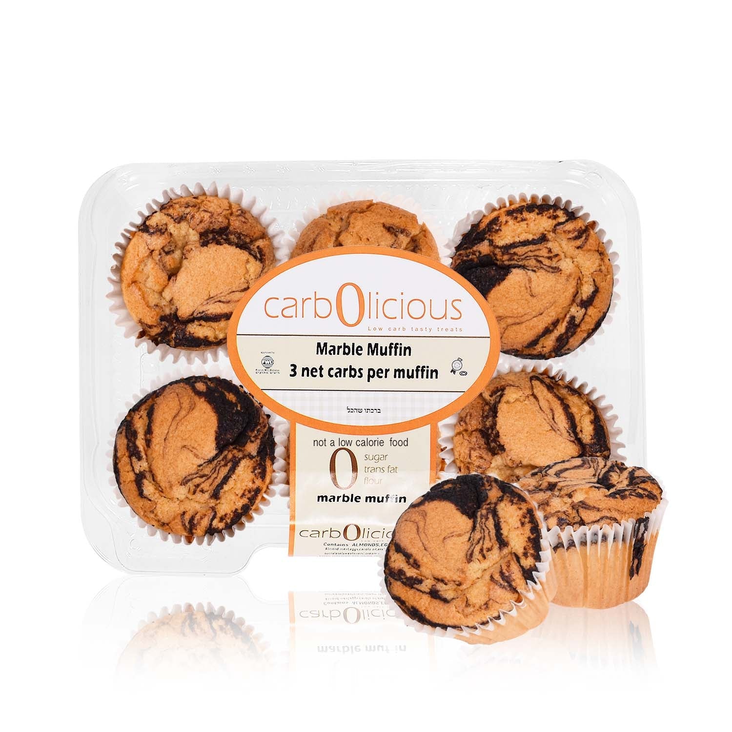 Carbolicious Marble Muffin Home-Style Low-Carb Sugar Free - 6 Pack - 3g Net Carbs per Muffin