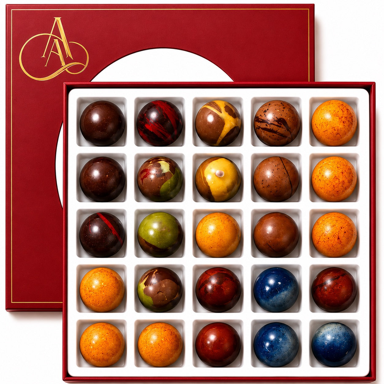 Andy Anand Monet Chocolate Bonbons Gift Box, 25 pc, 6.52 oz – Gluten-Free Belgian Truffles & Pralines, Birthday & Holiday Gift Collection