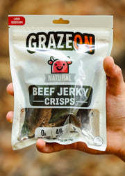 GrazeOn Natural Beef Jerky Crisps- High Protein, No Sugar, Crunchy Air-Dried Meat Snack, All-Natural - 2.0 oz