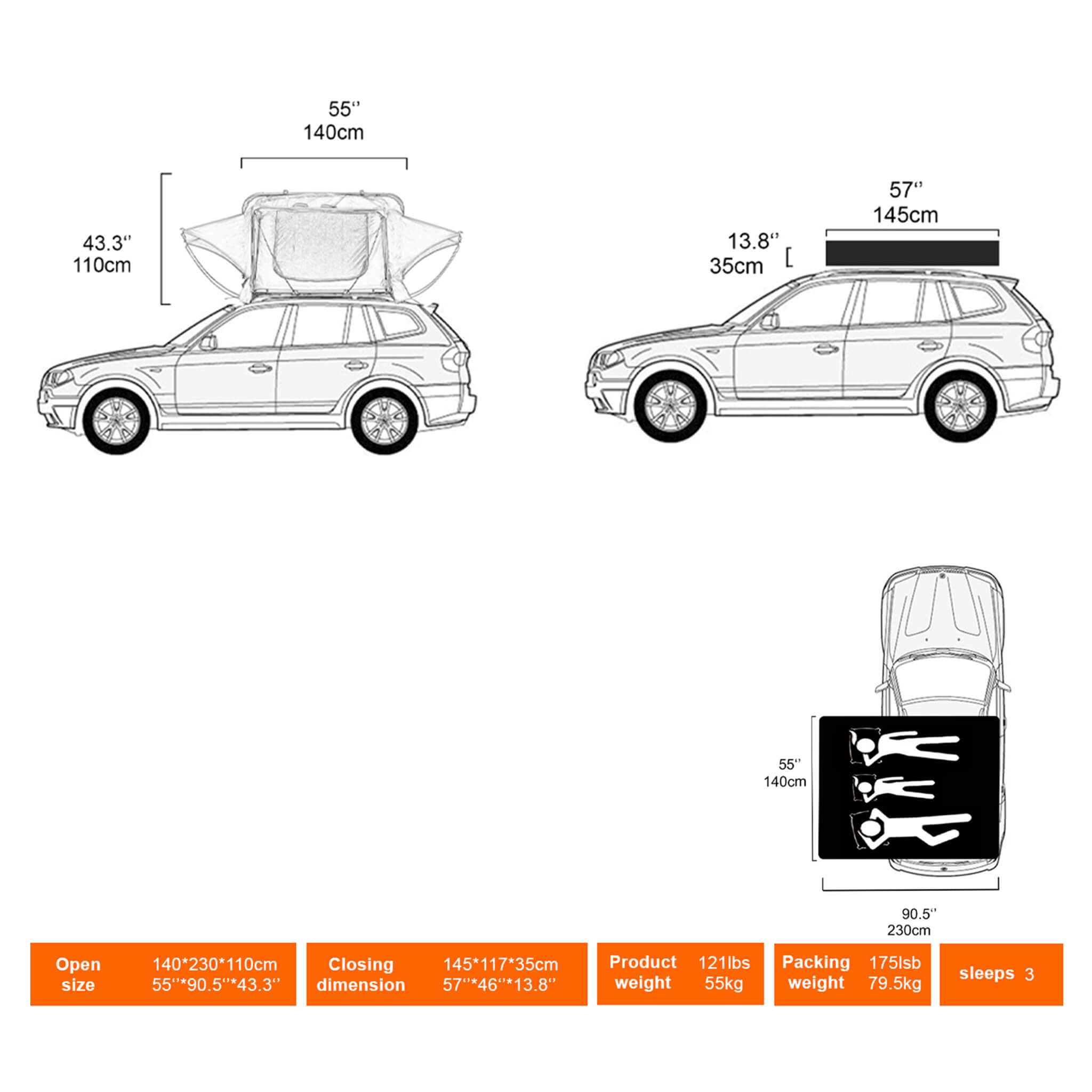 Naturnest Andromeda Soft-Shell Rooftop Tent | Panoramic Skylight & YKK Doors | Khaki
