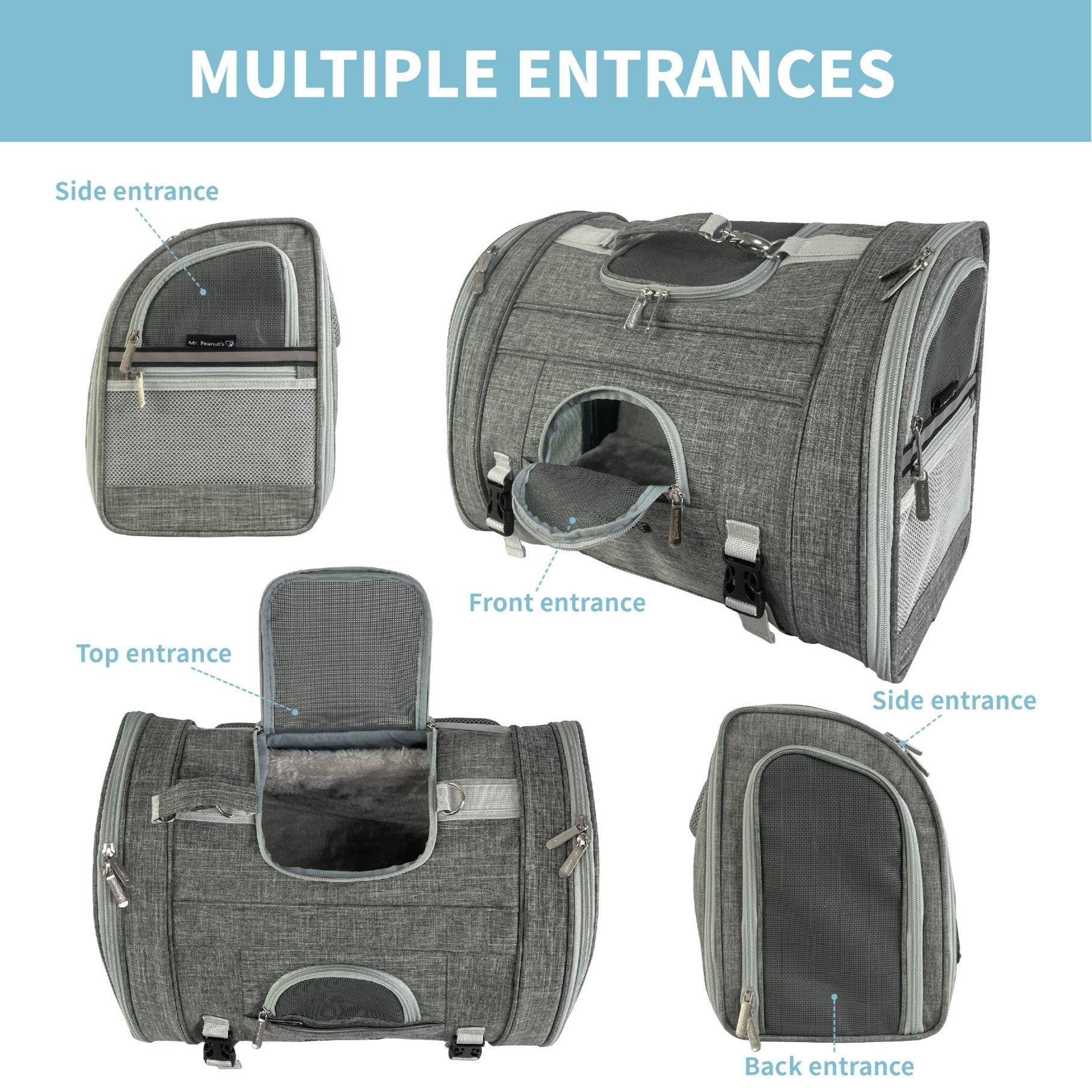 Mr. Peanut's Monterey Series Airline Compliant Horizontal Backpack Pet Carrier