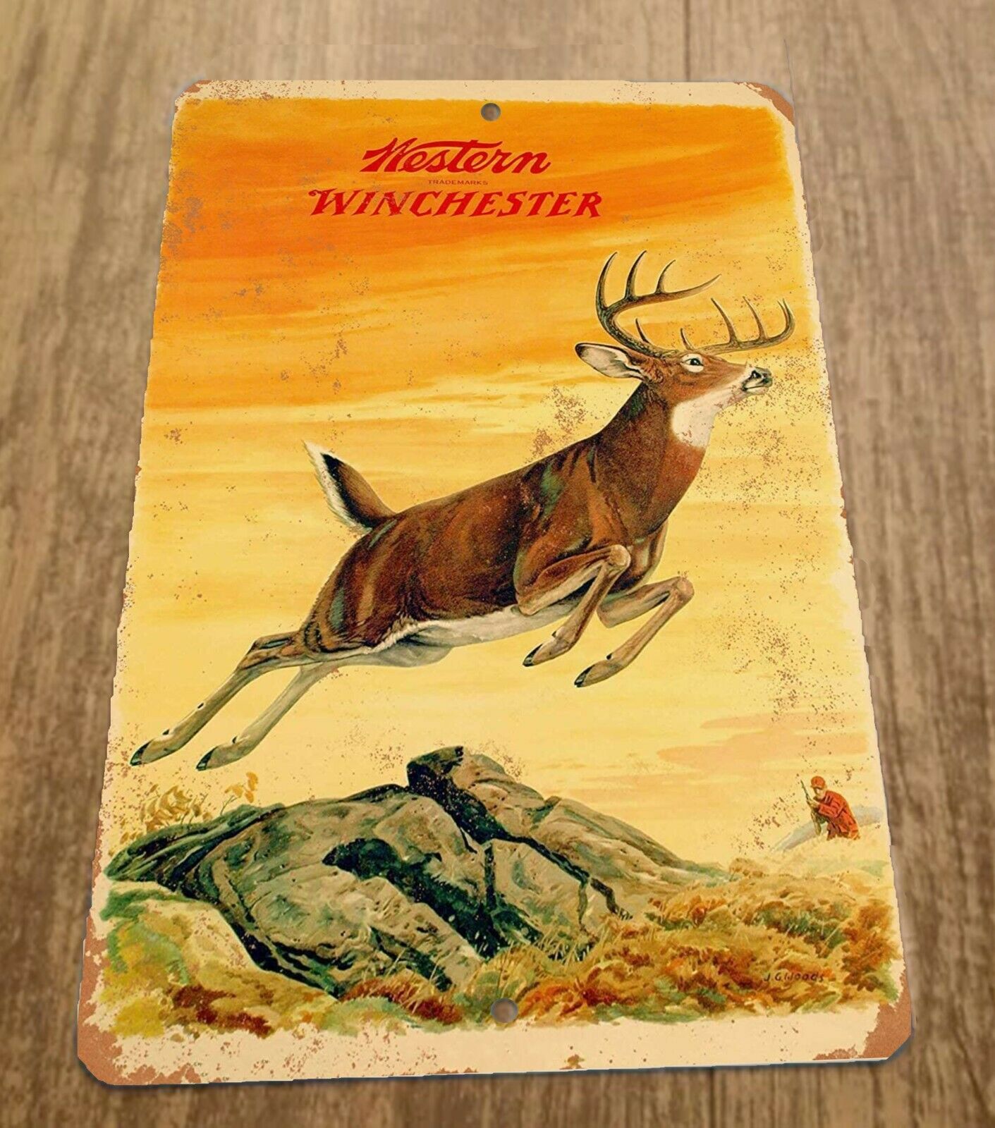 Vintage Western Winchester Deer Hunting Advertisement 8x12 Inch Metal Wall Sign