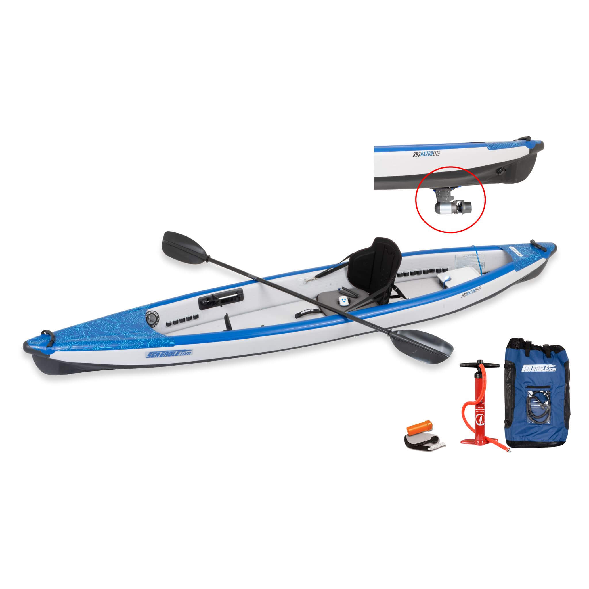 Sea Eagle 393RL RazorLite 1-Person Inflatable Lightweight Kayak With Adjustable Footrests [393RLK] (SAK13961)