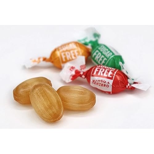 Andy Anand Sugar-Free Ginger Candy, 55 pc, 7 oz – Orange, Mango & Lemon Flavors, Made in Italy, Imported Keto & Diabetic-Friendly Gift Box