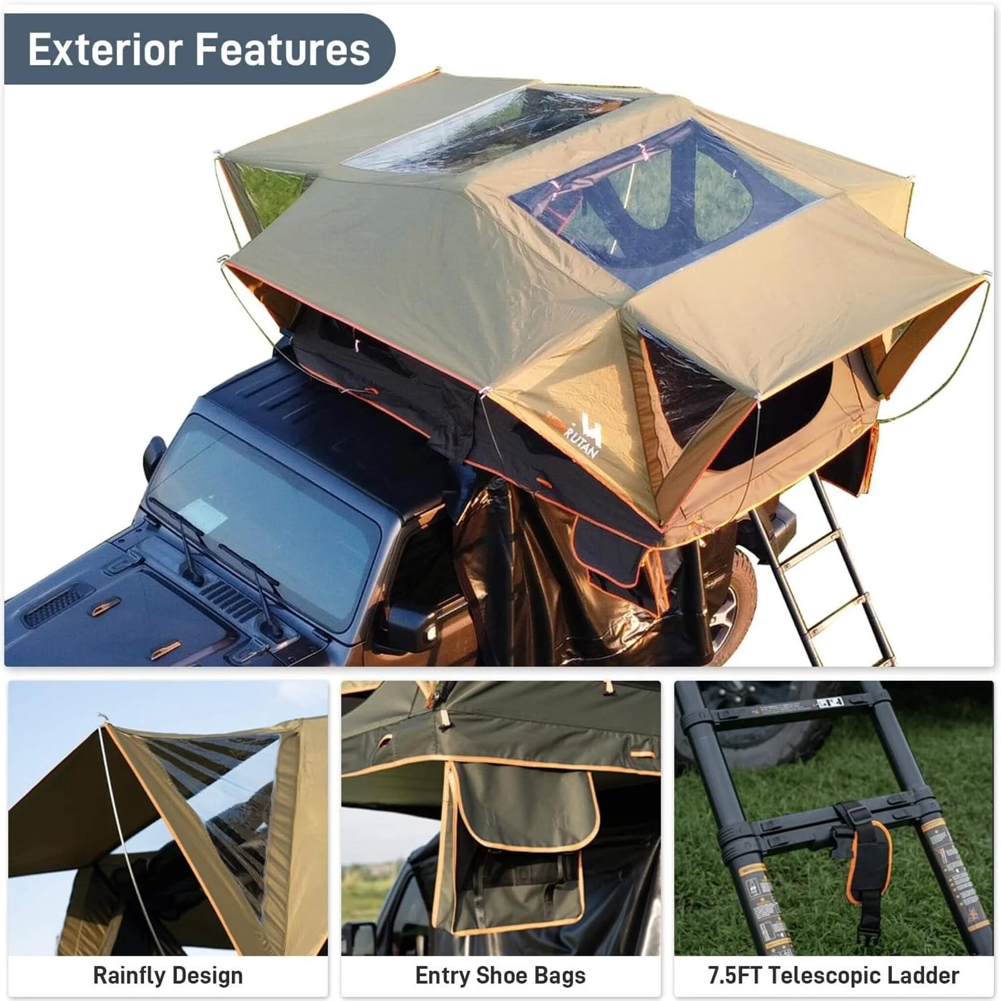 Naturnest Andromeda Soft-Shell Rooftop Tent | Panoramic Skylight & YKK Doors | Green