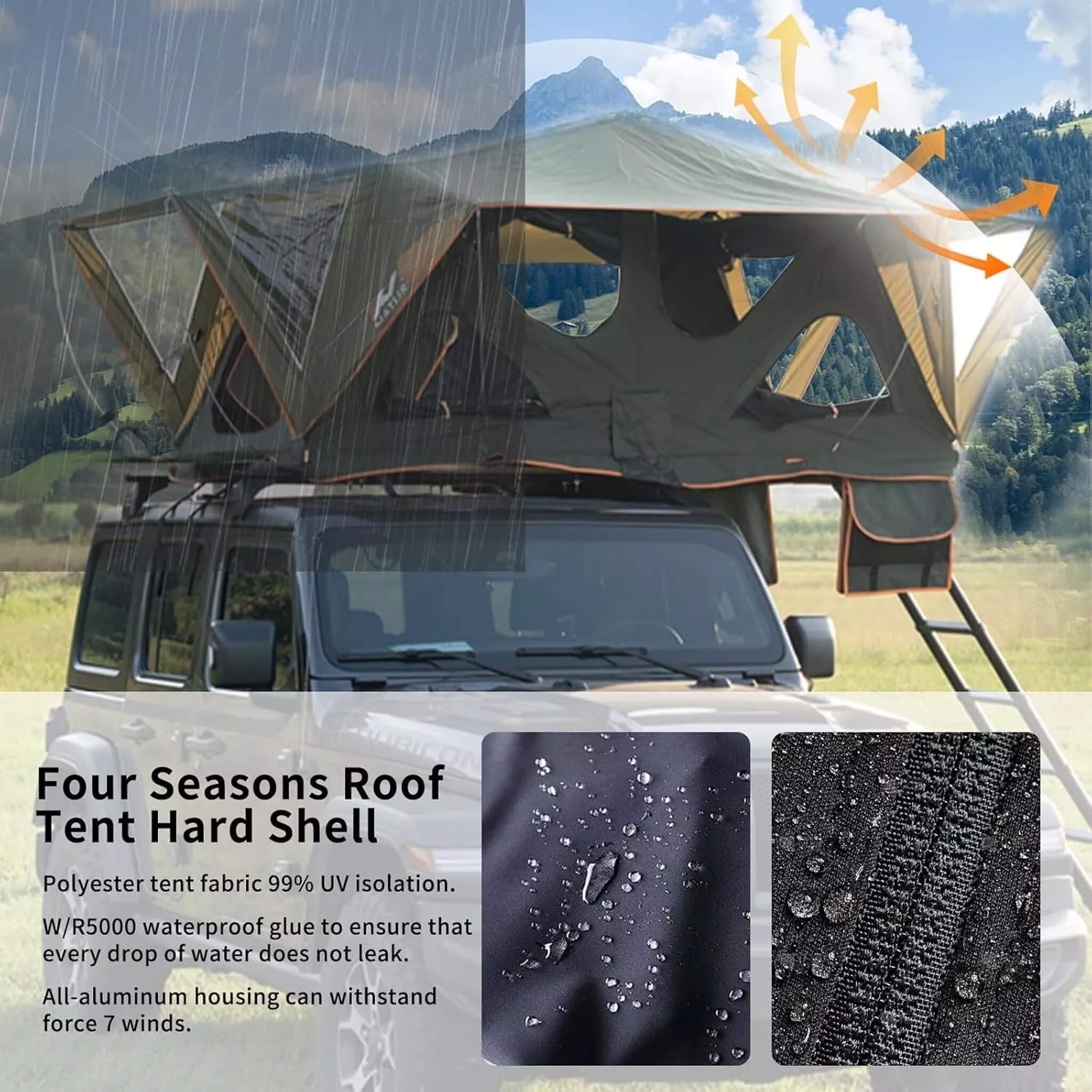 Naturnest Andromeda Soft-Shell Rooftop Tent | Panoramic Skylight & YKK Doors | Green